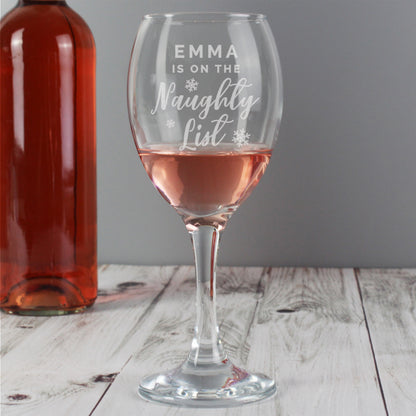 Personalised I'm On The Naughty List Wine Glass - MK&JD Gifts