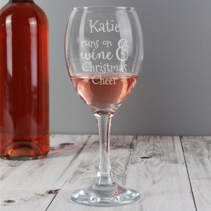 Personalised Runs On Wine & Christmas Cheer Wine Glass - MK&JD Gifts