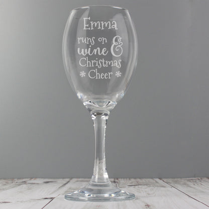 Personalised Runs On Wine & Christmas Cheer Wine Glass - MK&JD Gifts