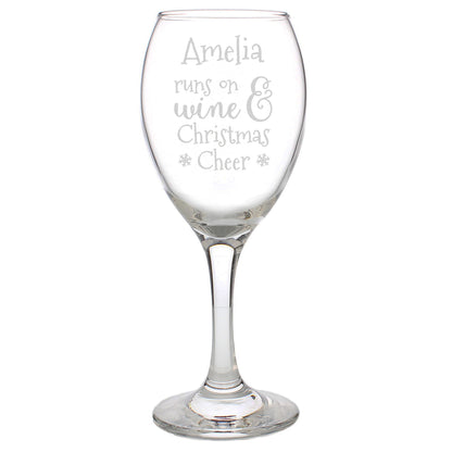 Personalised Runs On Wine & Christmas Cheer Wine Glass - MK&JD Gifts