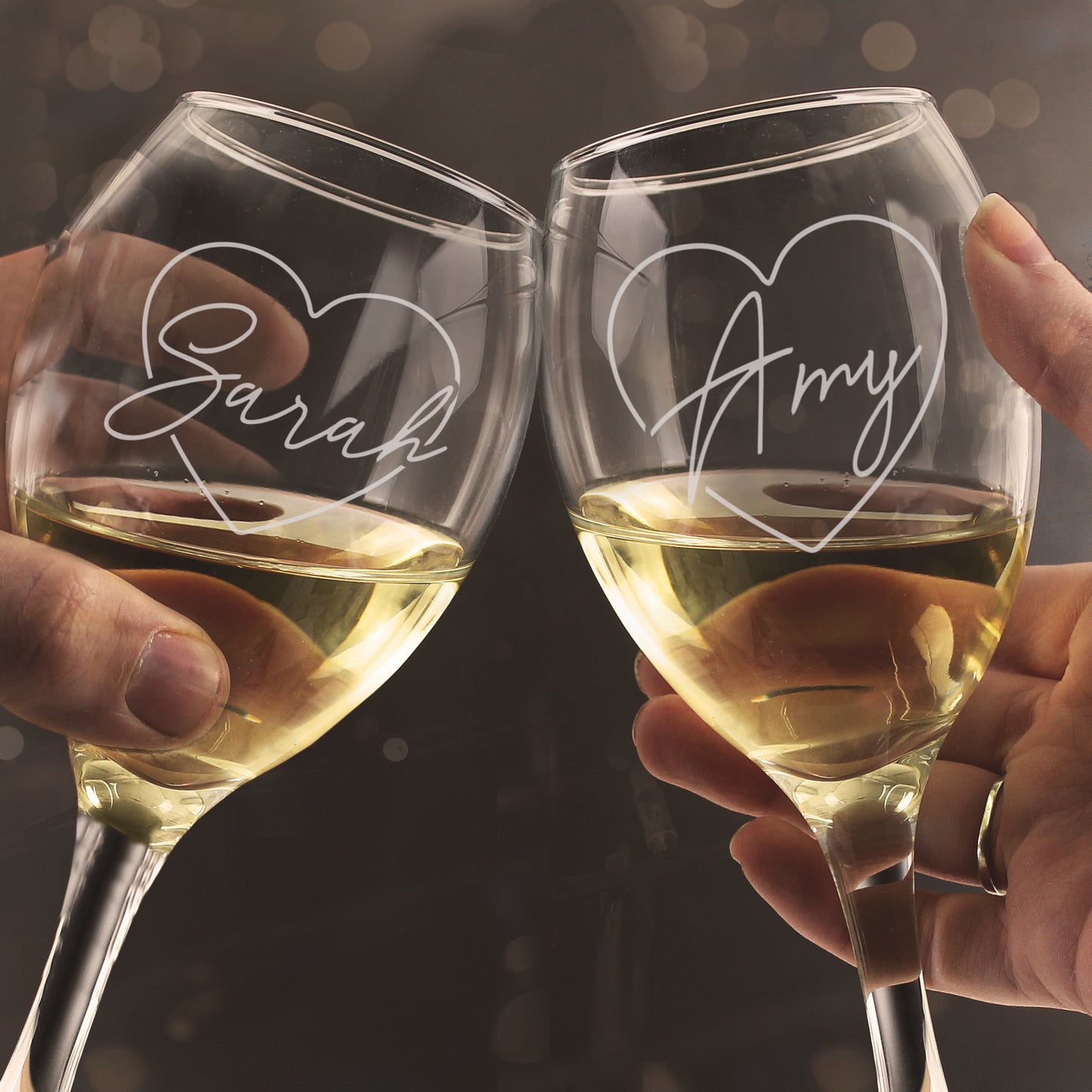 Personalised Heart Name Wine Glass Set - MK&JD Gifts