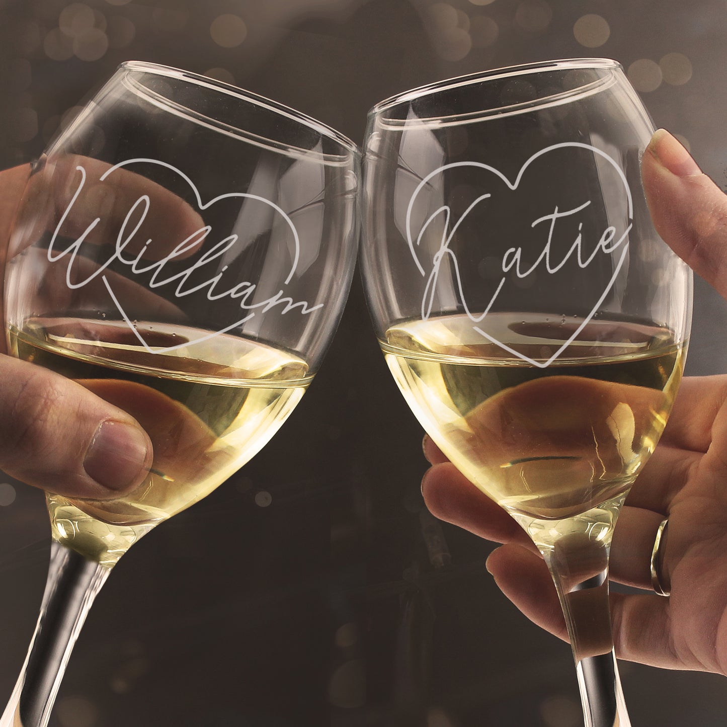 Personalised Heart Name Wine Glass Set - MK&JD Gifts