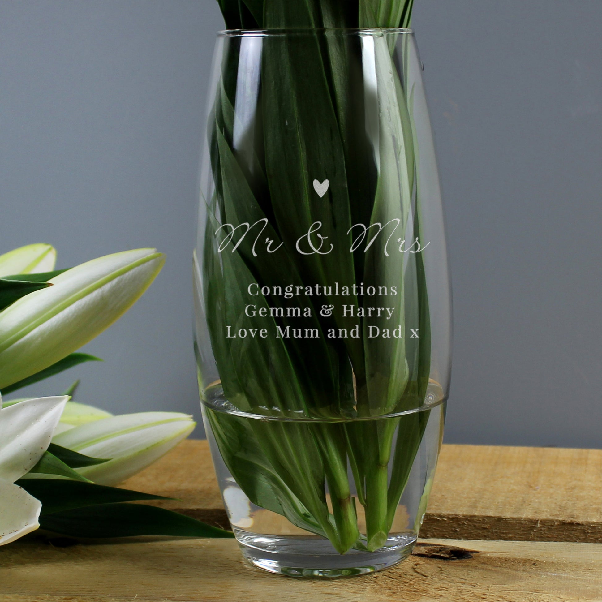 Personalised Love Heart Bullet Vase - MK&JD Gifts