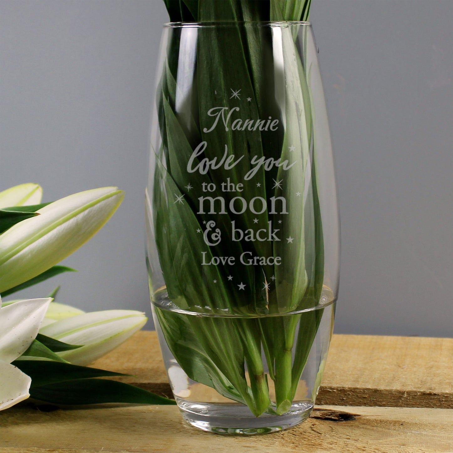 Personalised Love You To The Moon and Back Bullet Vase - MK&JD Gifts