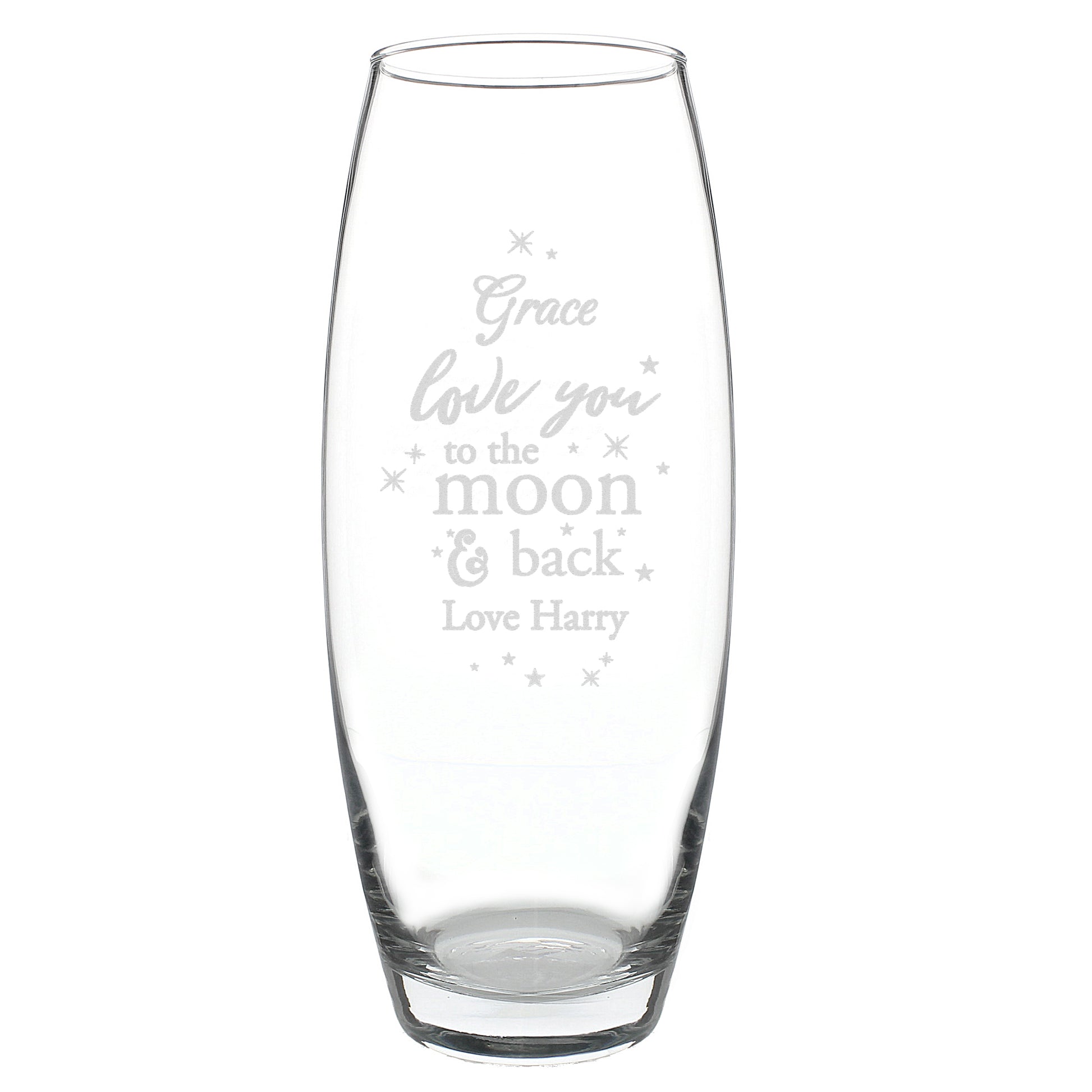 Personalised Love You To The Moon and Back Bullet Vase - MK&JD Gifts