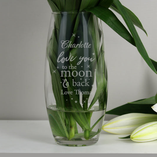 Personalised Love You To The Moon and Back Bullet Vase - MK&JD Gifts