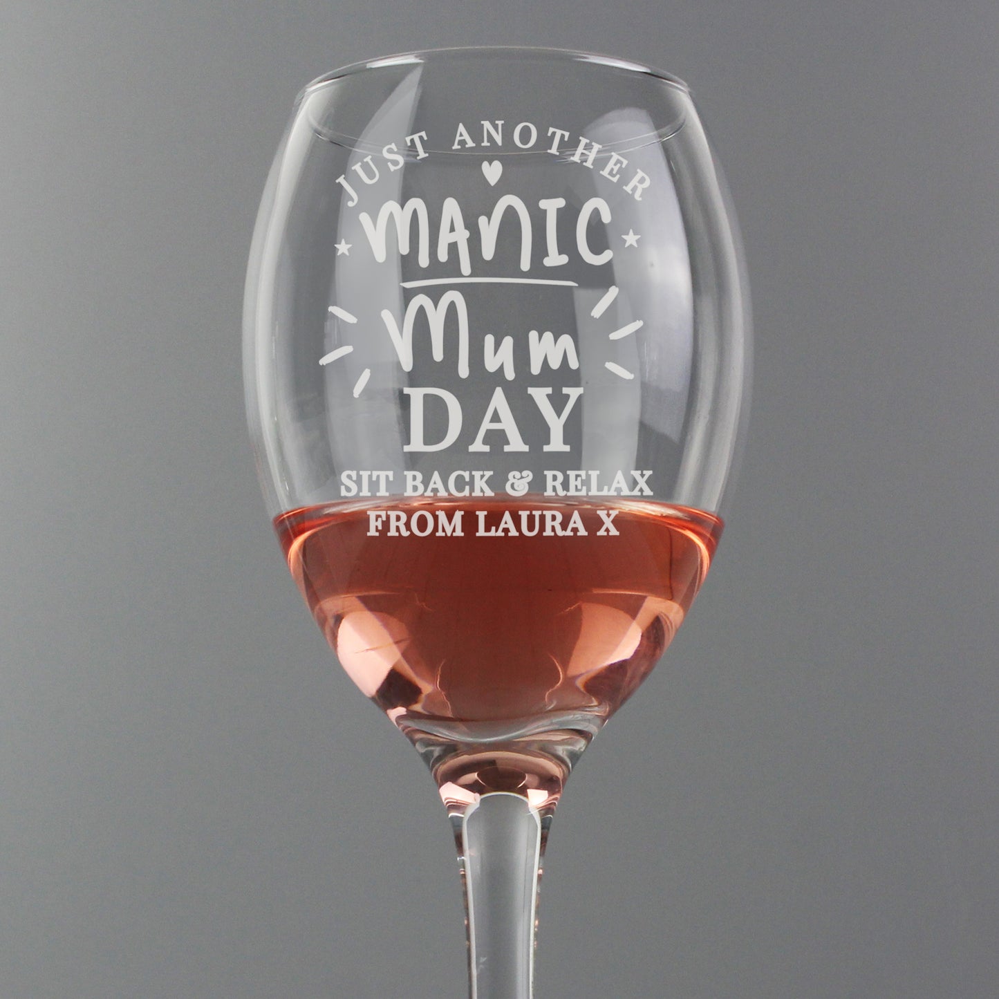 Personalised Manic Mum Day Wine Glass - MK&JD Gifts