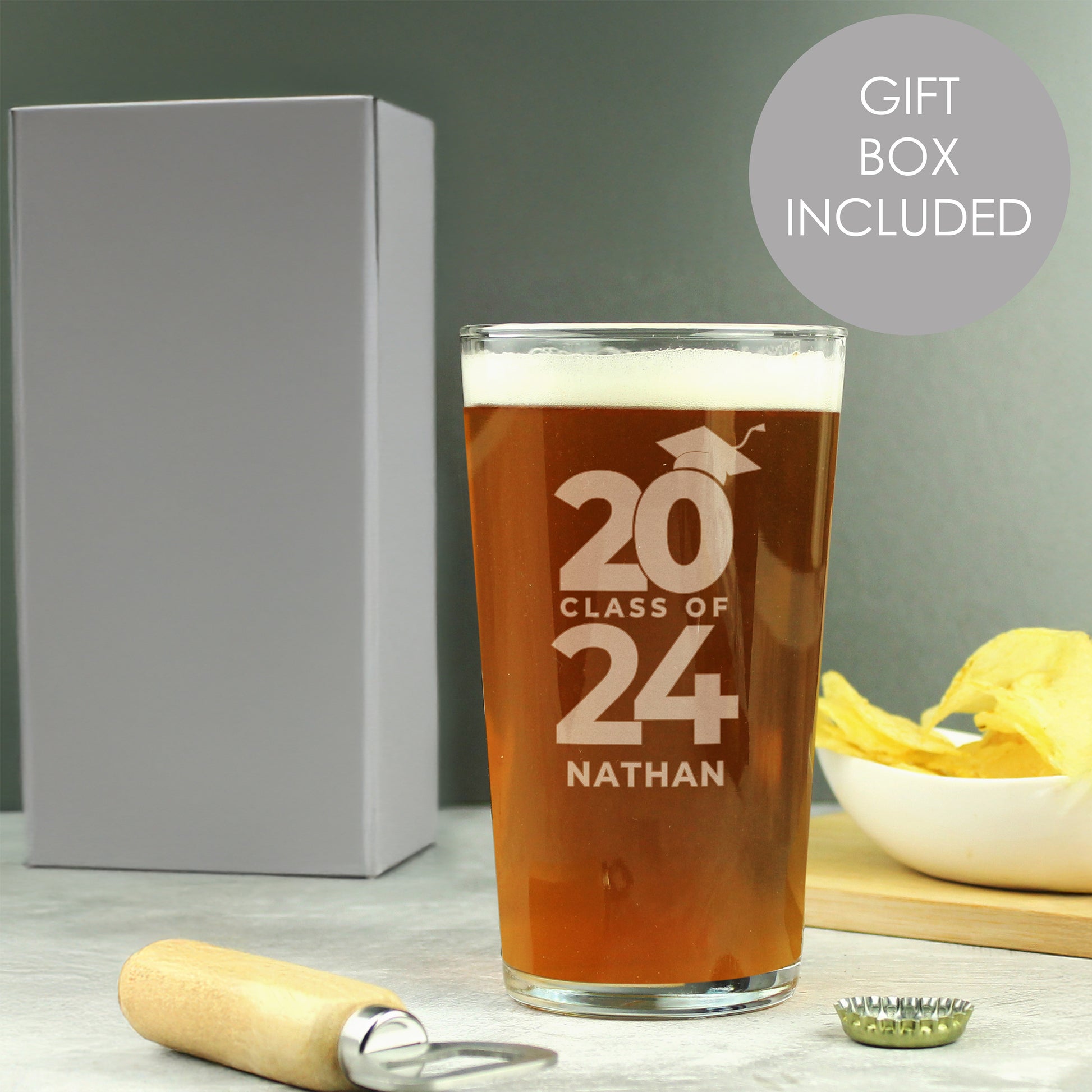Personalised Class of Graduation Pint Glass - MK&JD Gifts