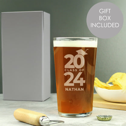 Personalised Class of Graduation Pint Glass - MK&JD Gifts