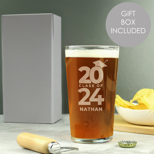 Personalised Class of Graduation Pint Glass - MK&JD Gifts