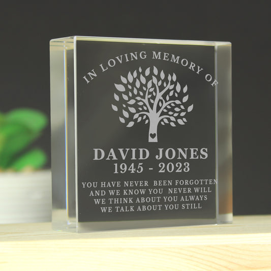Personalised In Loving Memory Family Tree Crystal Token - MK&JD Gifts