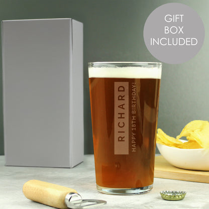 Personalised Free Text Pint Glass - MK&JD Gifts