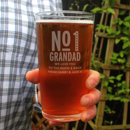 Personalised No. 1 Pint Glass - MK&JD Gifts