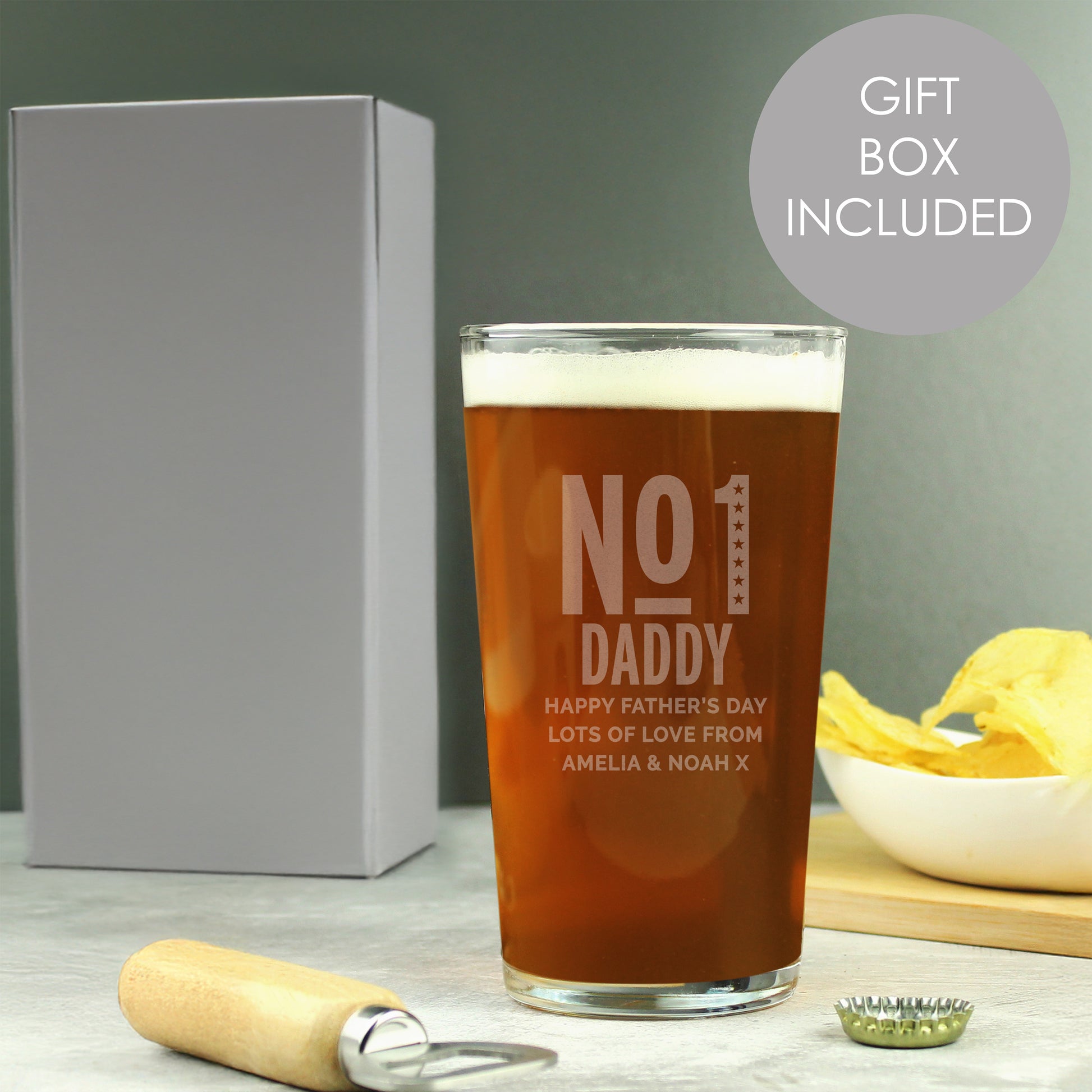 Personalised No. 1 Pint Glass - MK&JD Gifts