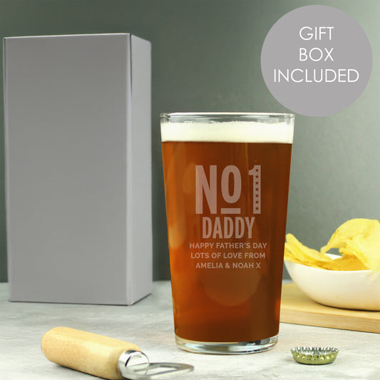 Personalised No. 1 Pint Glass - MK&JD Gifts