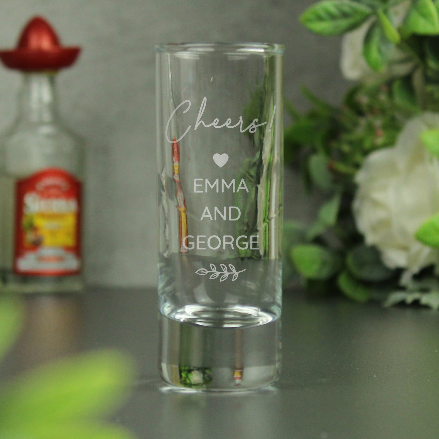Personalised Free Text Botanical Shot Glass - MK&JD Gifts