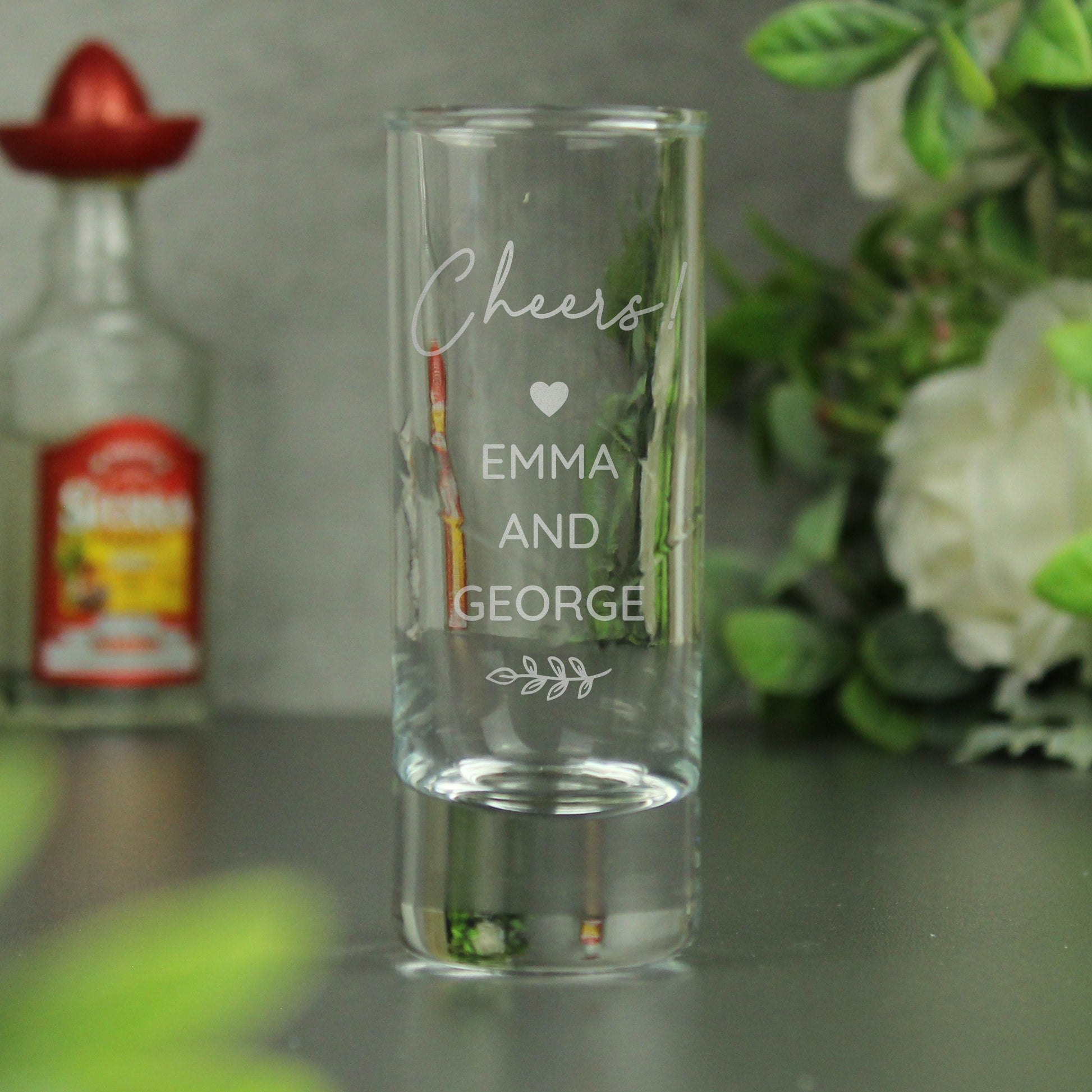 Personalised Free Text Botanical Shot Glass - MK&JD Gifts