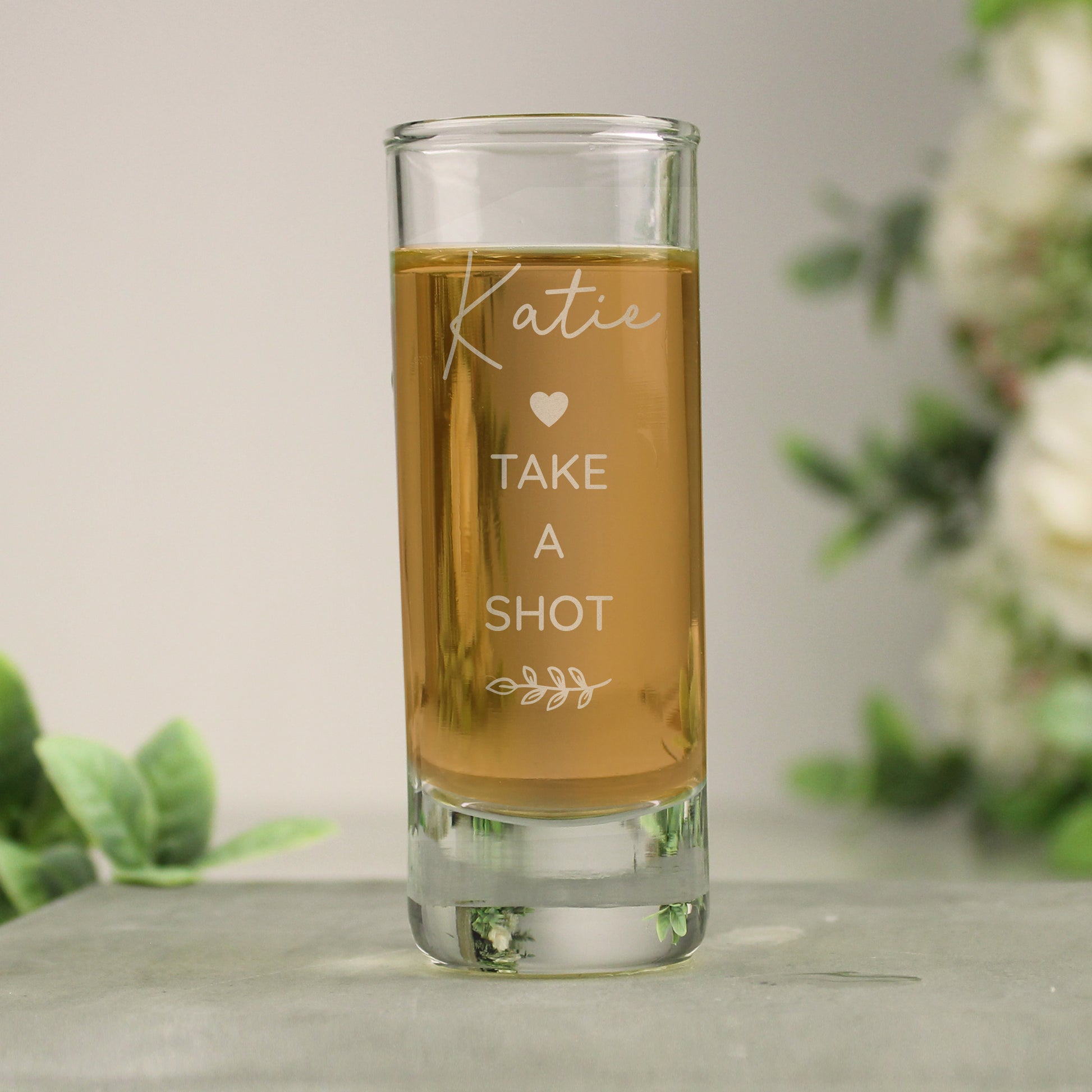 Personalised Free Text Botanical Shot Glass - MK&JD Gifts