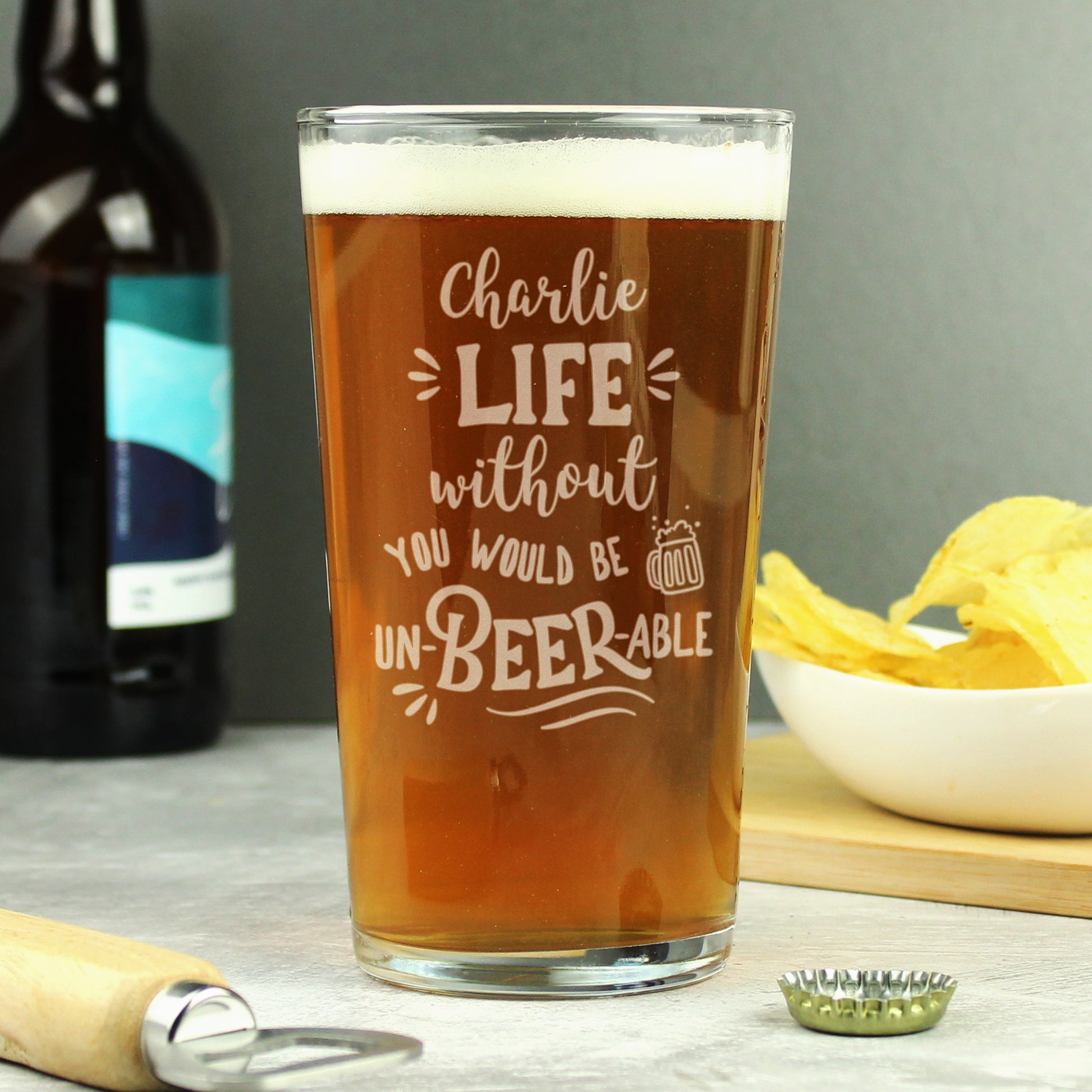 Personalised Un-beer-able Pint Glass - MK&JD Gifts