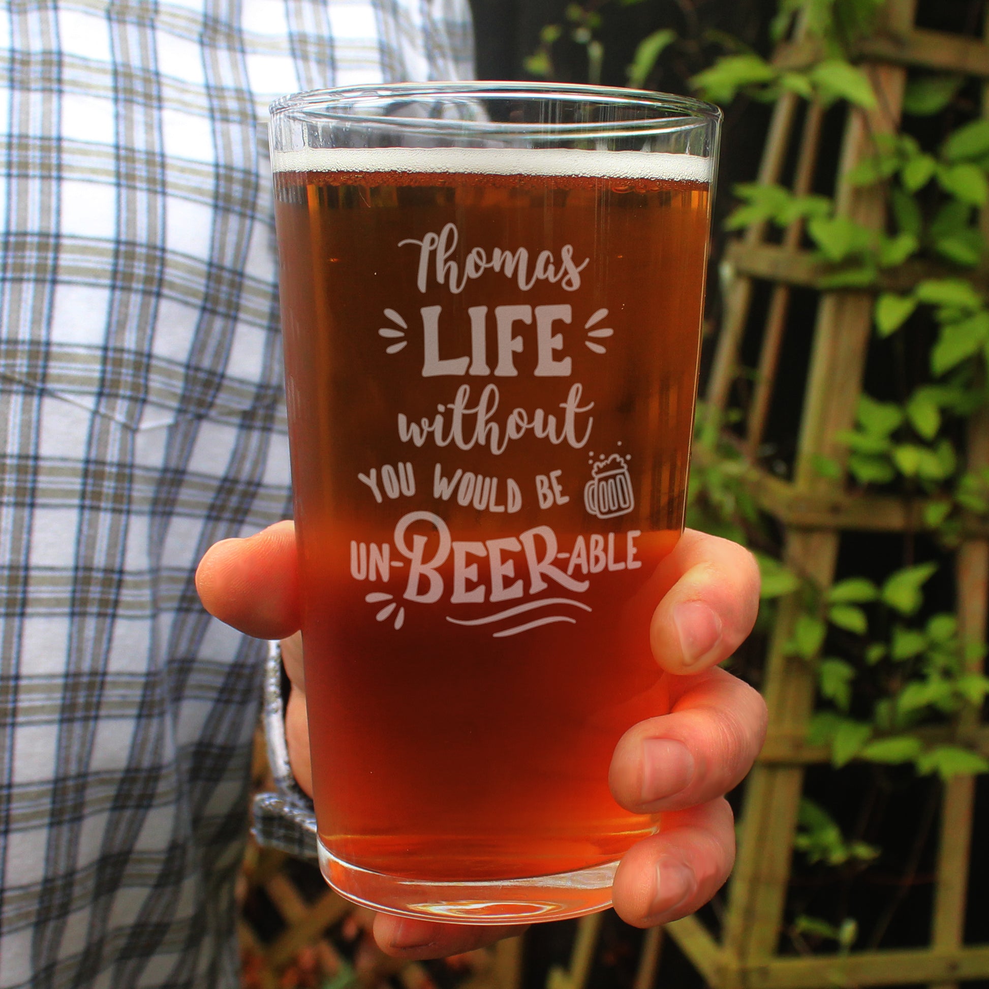 Personalised Un-beer-able Pint Glass - MK&JD Gifts