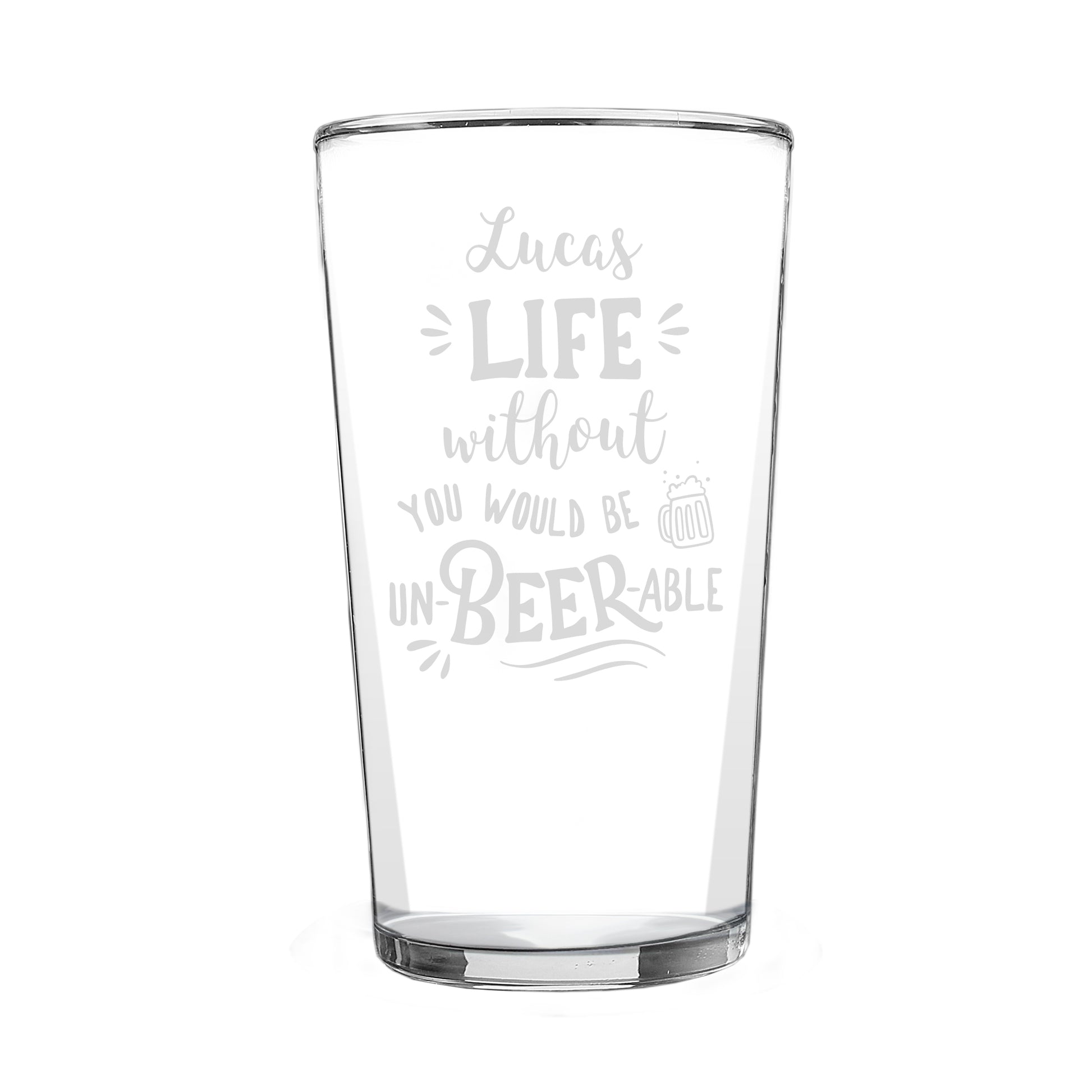 Personalised Un-beer-able Pint Glass - MK&JD Gifts