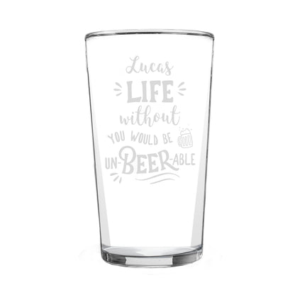 Personalised Un-beer-able Pint Glass - MK&JD Gifts