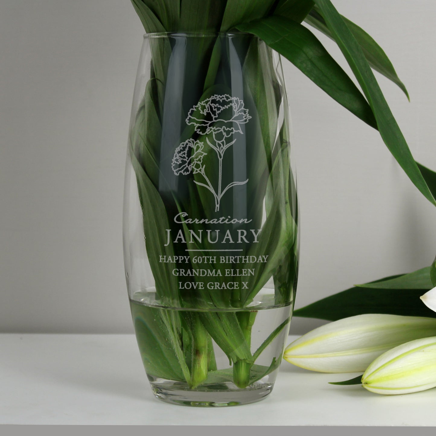 Personalised January Birth Flower Bullet Vase - MK&JD Gifts