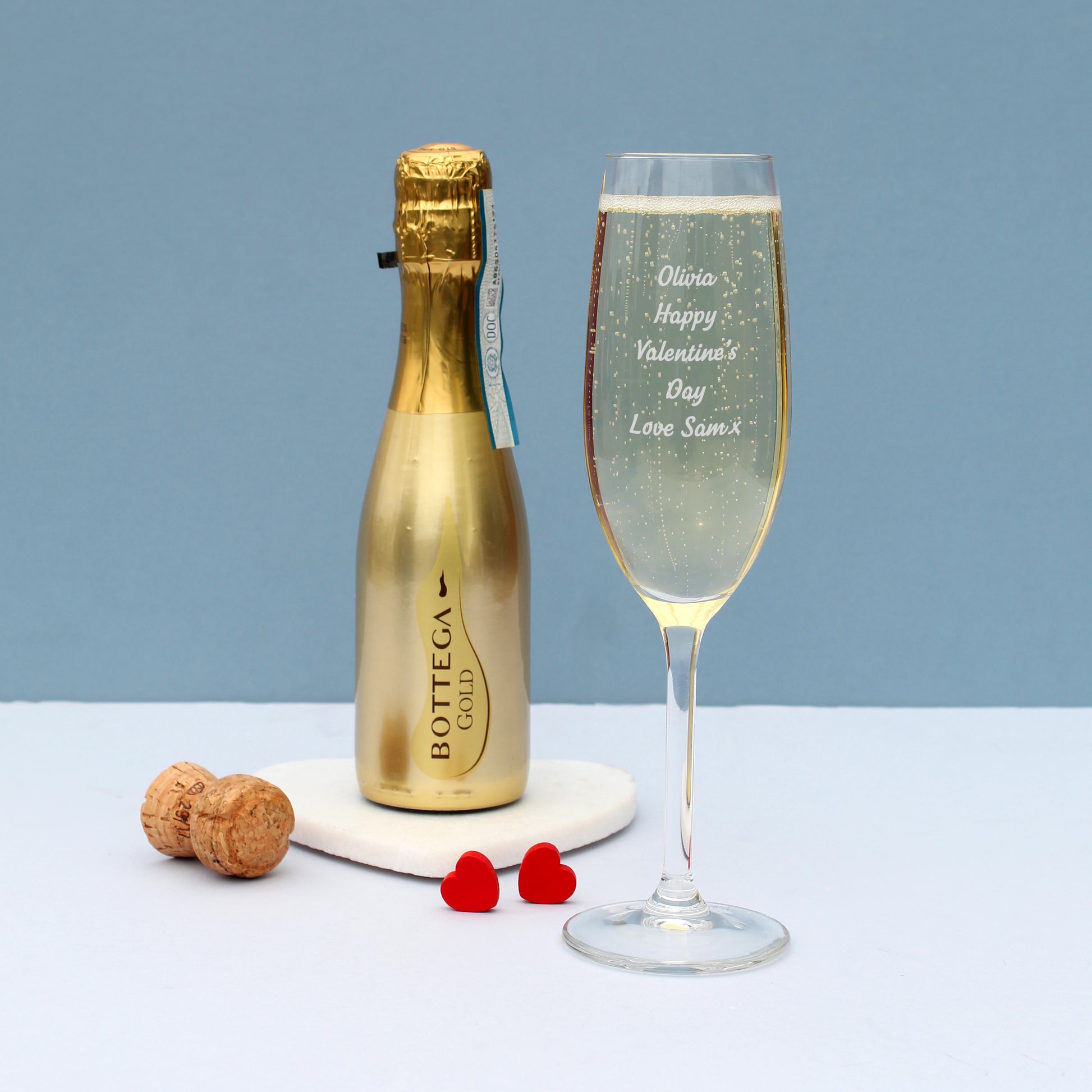 Personalised Flute & Mini Gold Bottega Prosecco Set - MK&JD Gifts