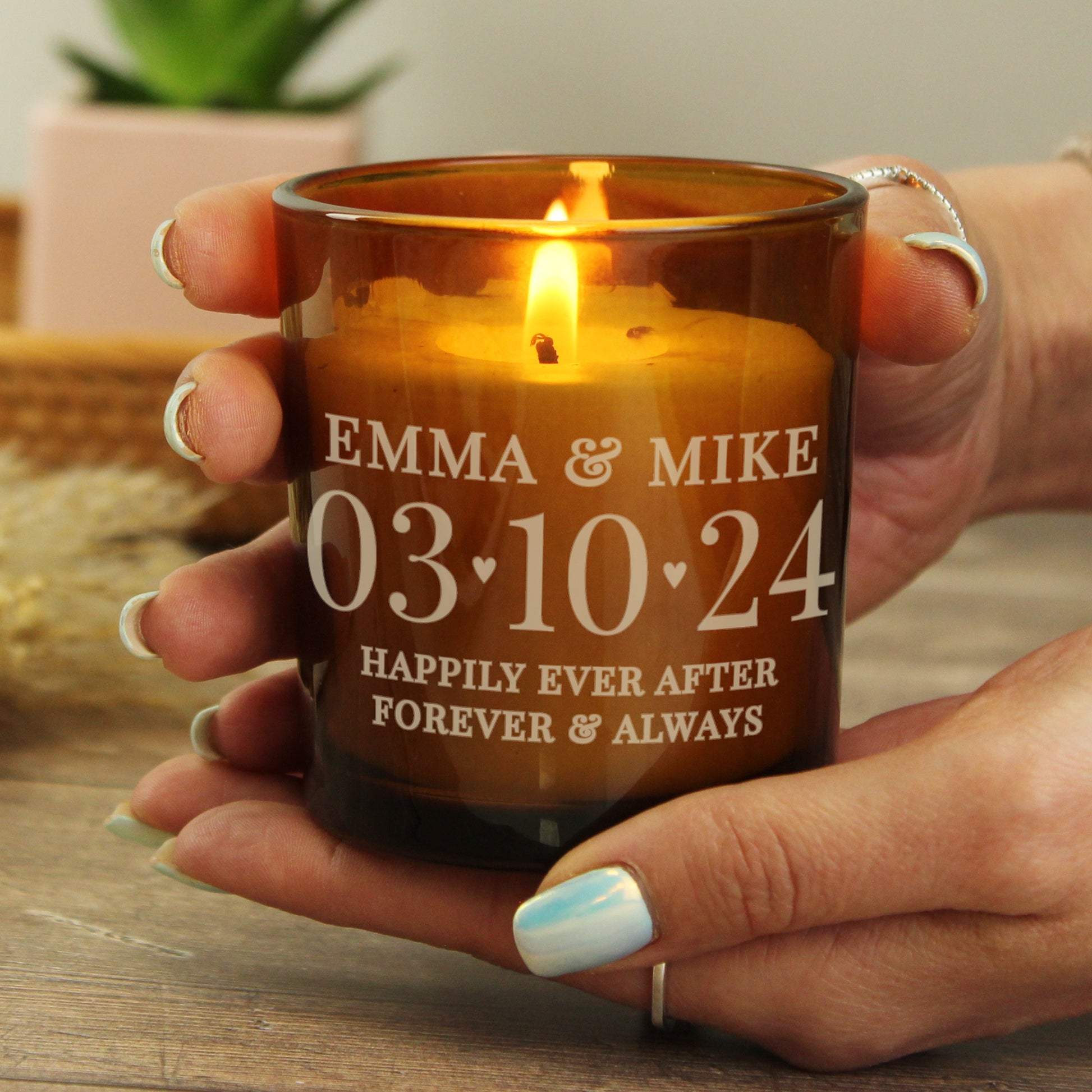 Personalised Special Date Amber Glass Candle - MK&JD Gifts