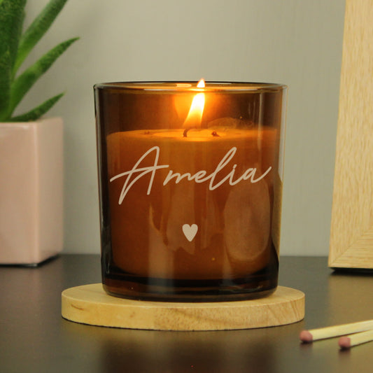 Personalised Amber Glass Candle - MK&JD Gifts