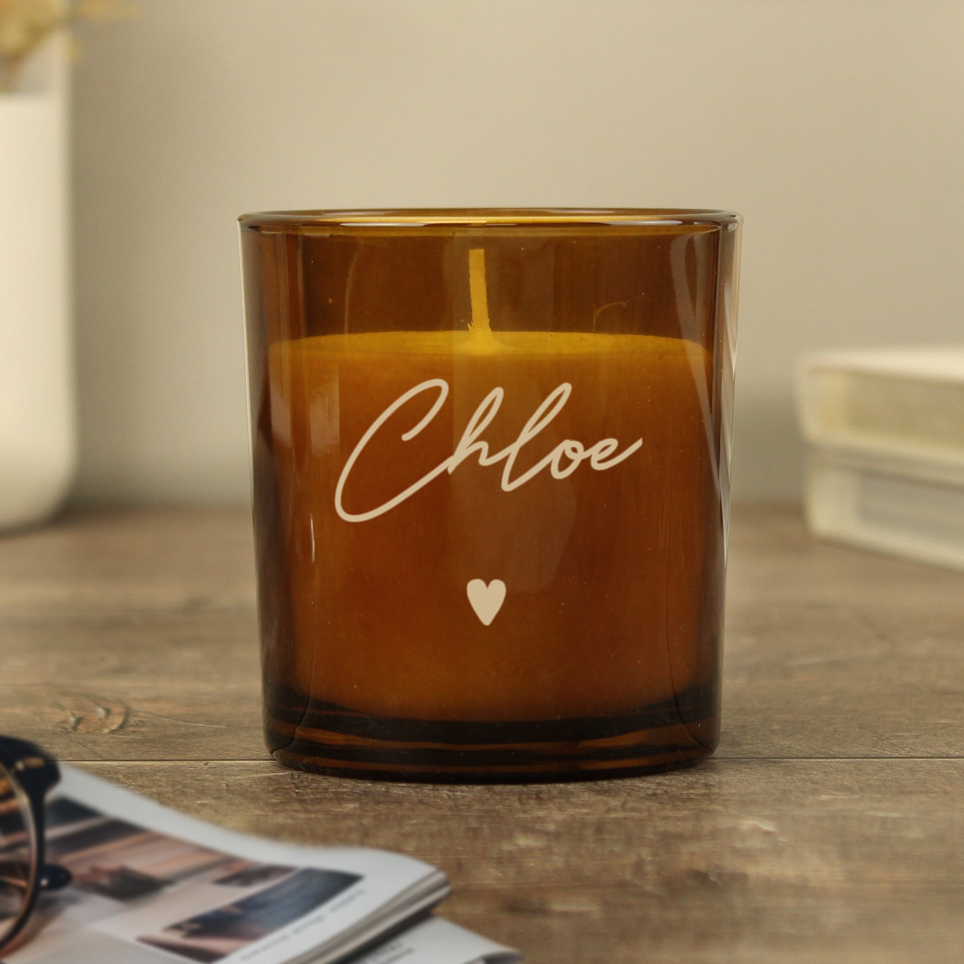 Personalised Amber Glass Candle - MK&JD Gifts