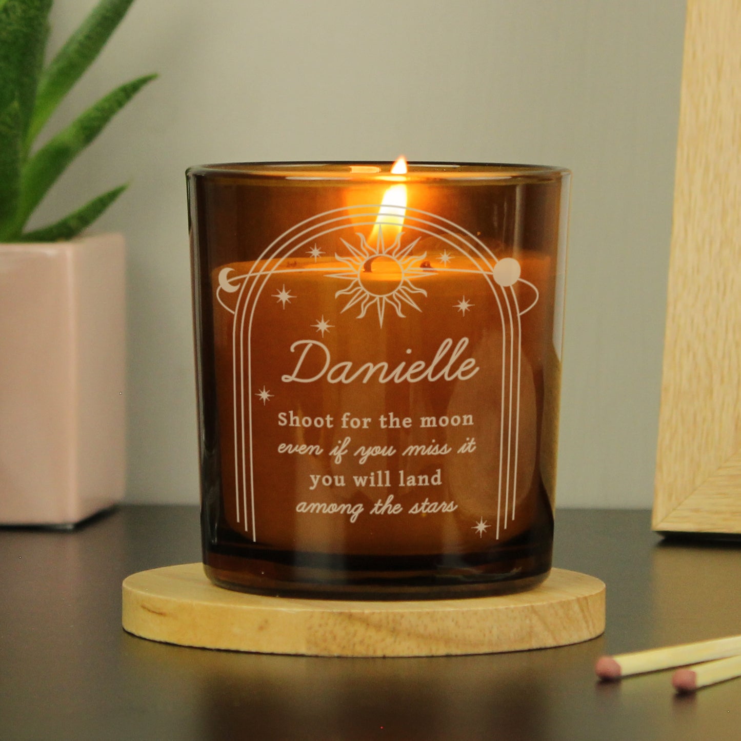 Personalised Celestial Amber Glass Candle - MK&JD Gifts