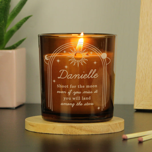 Personalised Celestial Amber Glass Candle - MK&JD Gifts