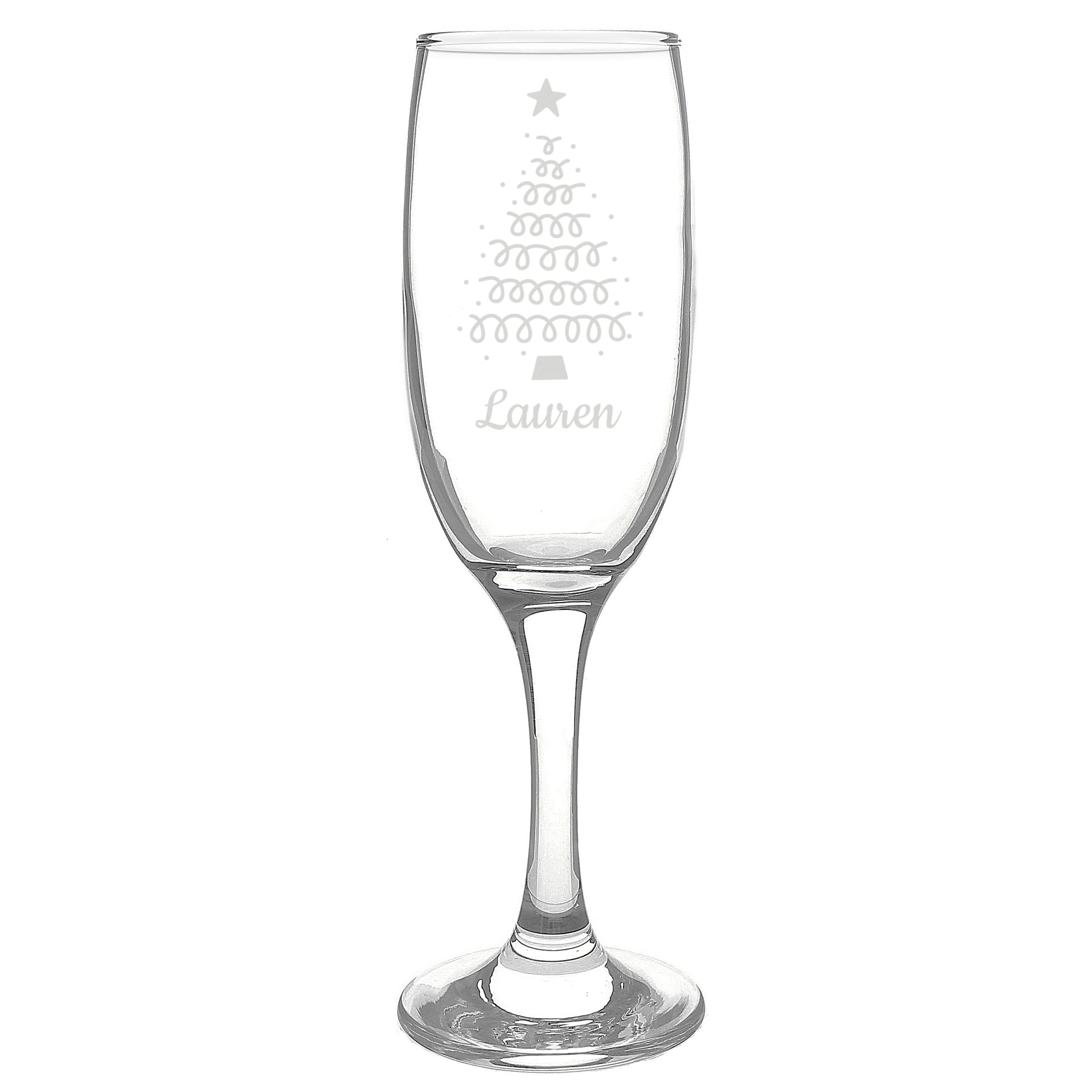 Personalised Christmas Tree Glass Flute - MK&JD Gifts