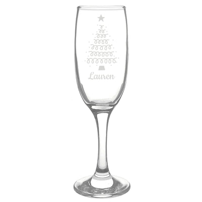 Personalised Christmas Tree Glass Flute - MK&JD Gifts