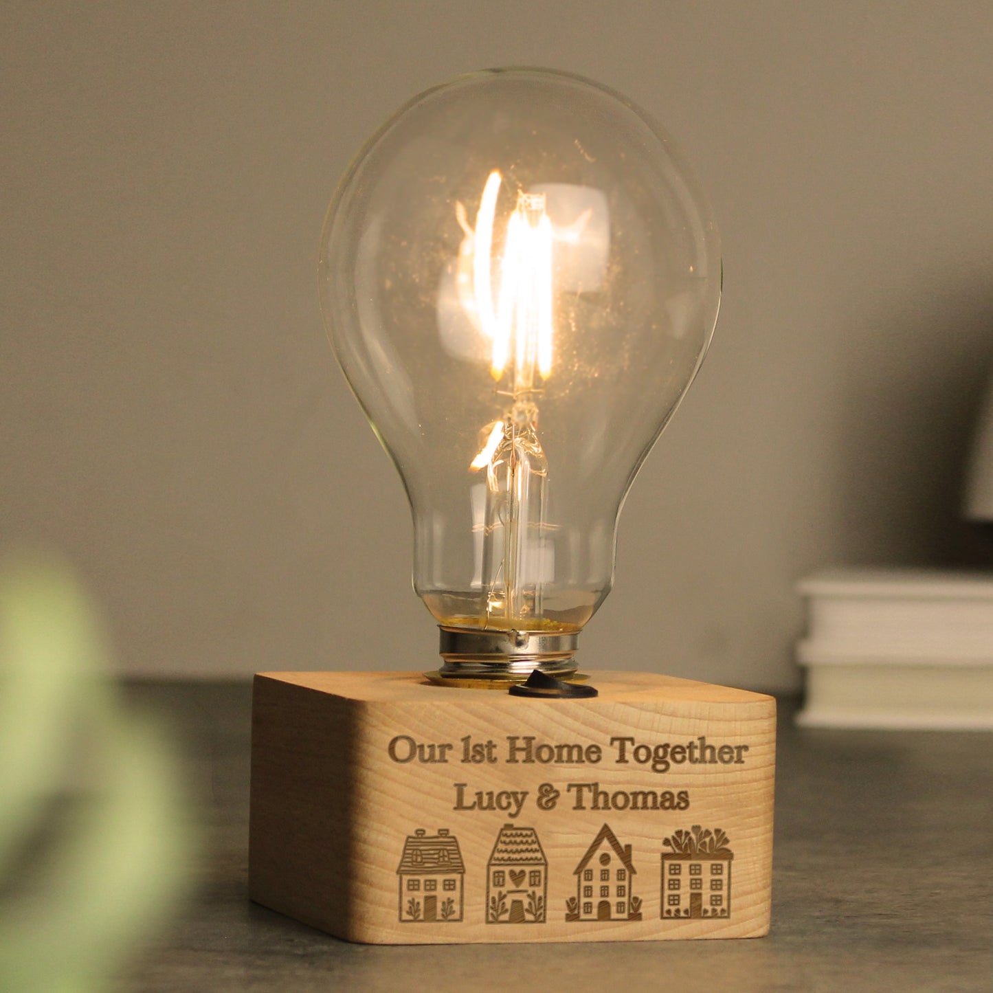 Personalised Home Wooden Bulb Light - MK&JD Gifts