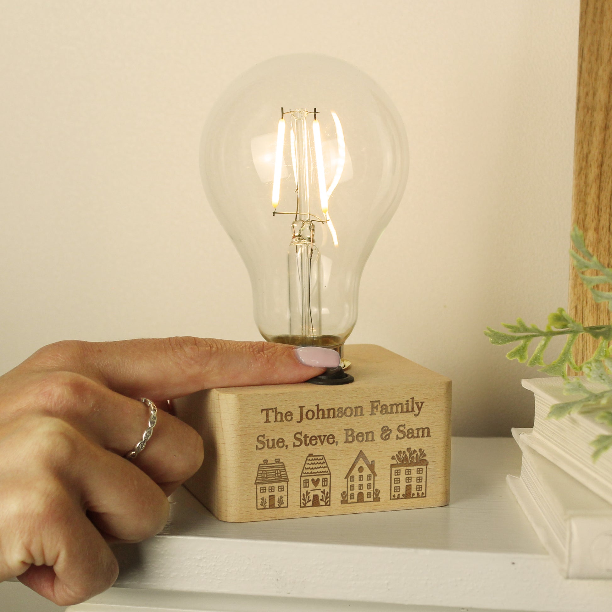 Personalised Home Wooden Bulb Light - MK&JD Gifts