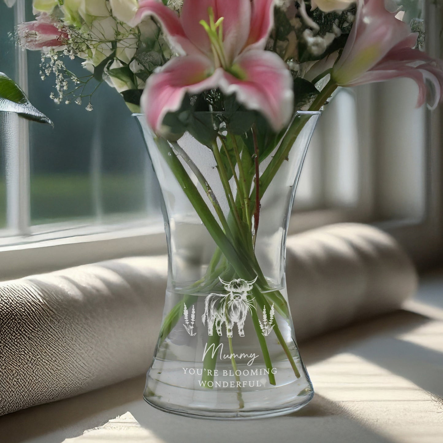 Personalised Highland Cow Waisted Vase - MK&JD Gifts