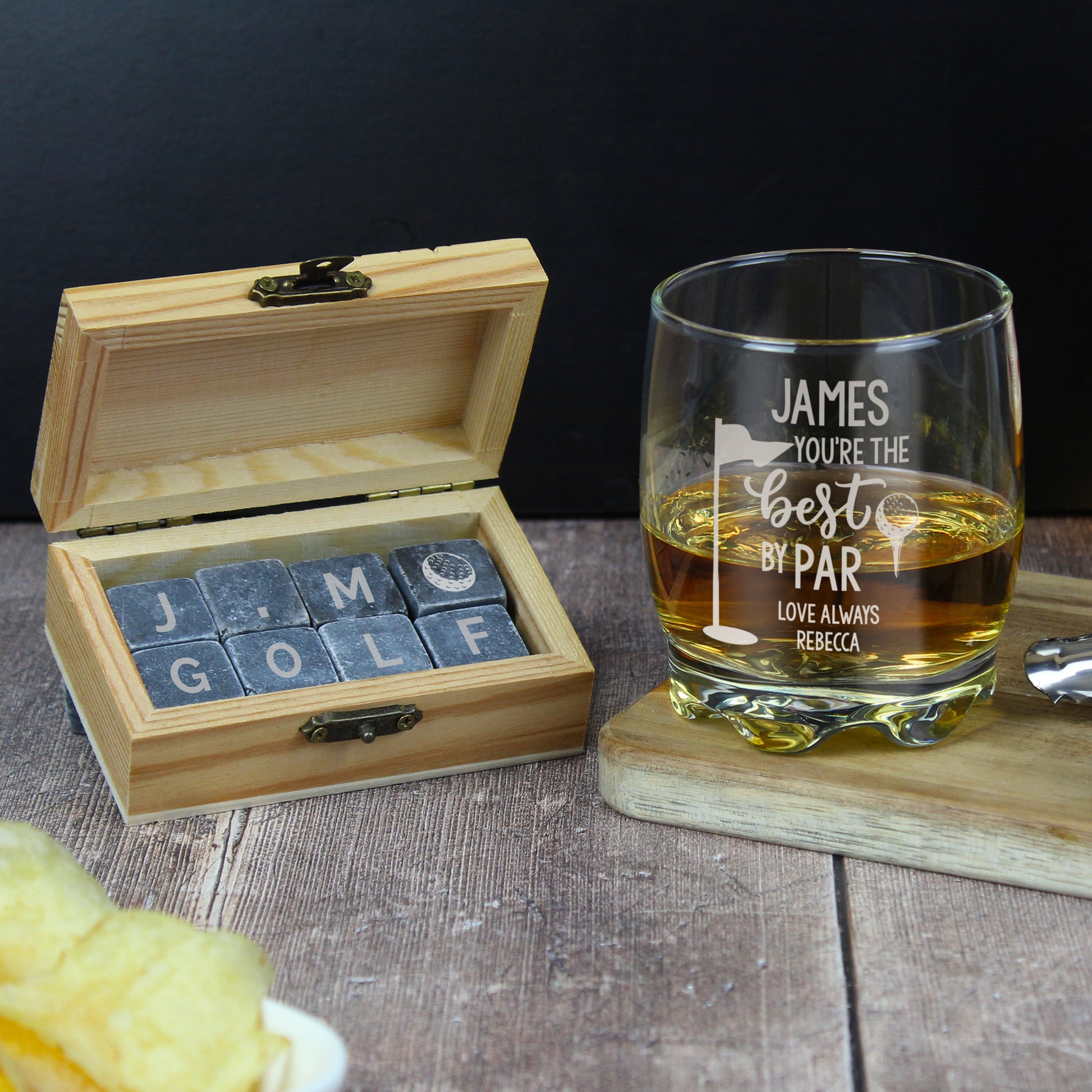 Personalised Best By Par Glass & Whisky Stones - MK&JD Gifts