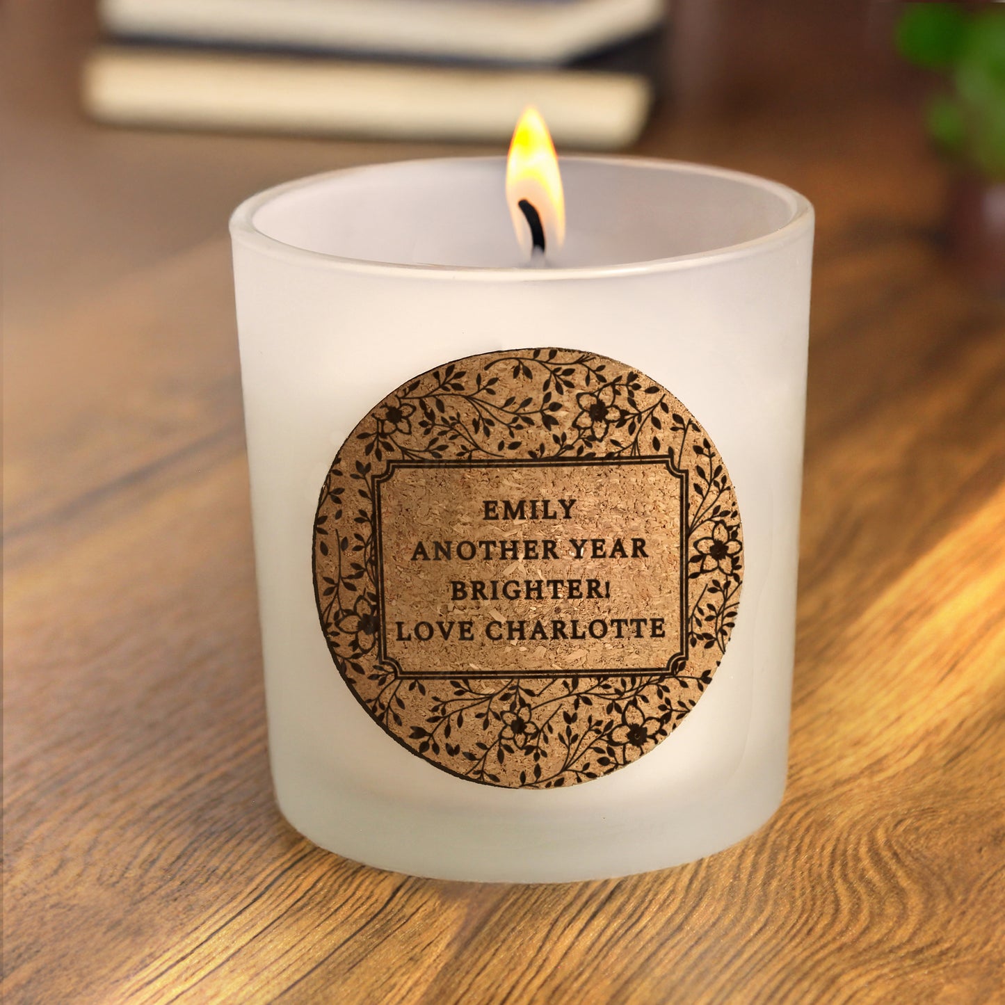 Personalised Floral Cork Label Candle Jar - MK&JD Gifts