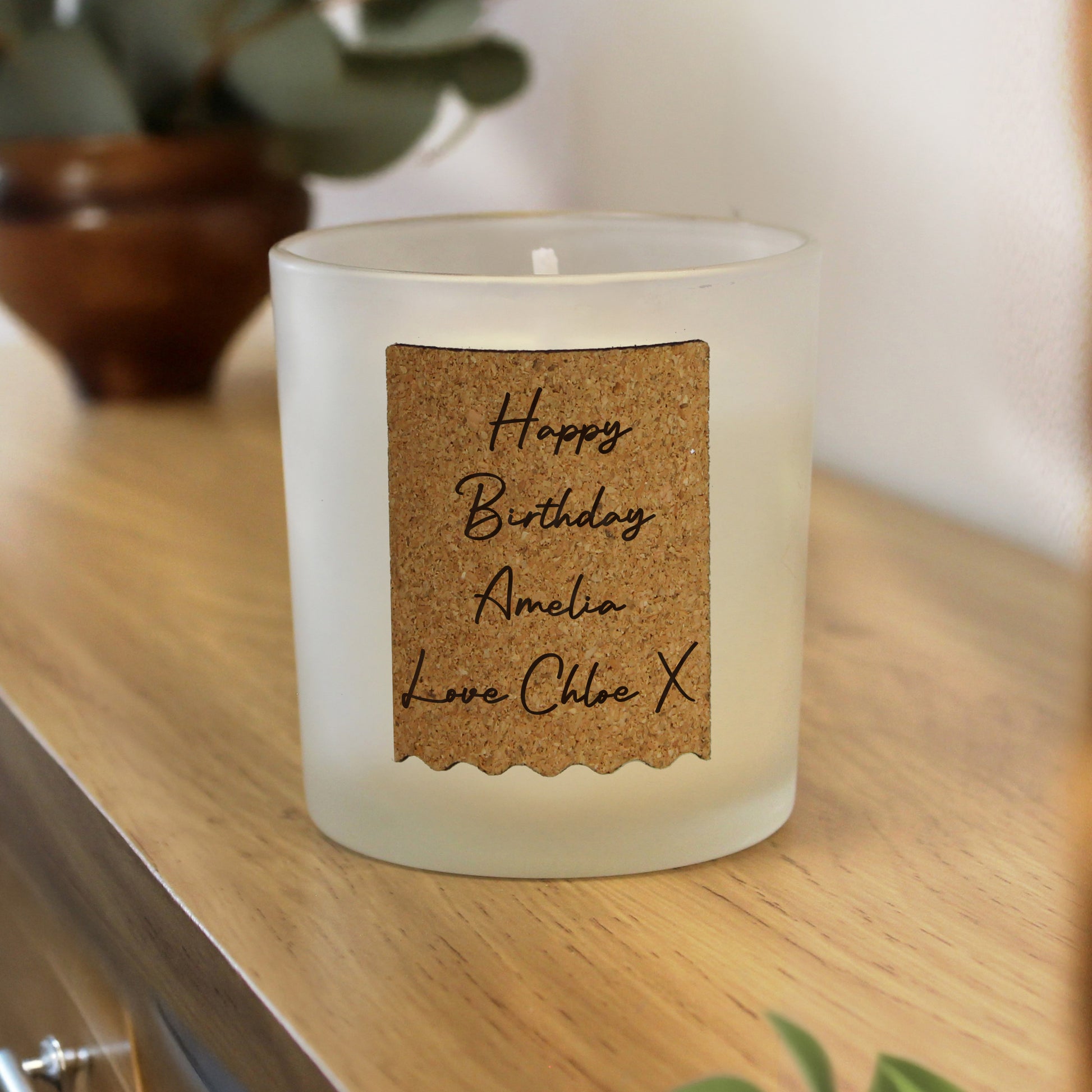 Personalised Cork Label Candle Jar - MK&JD Gifts