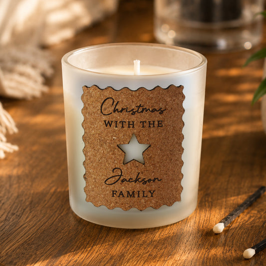 Personalised Star Cut Out Cork Label Candle Jar - MK&JD Gifts