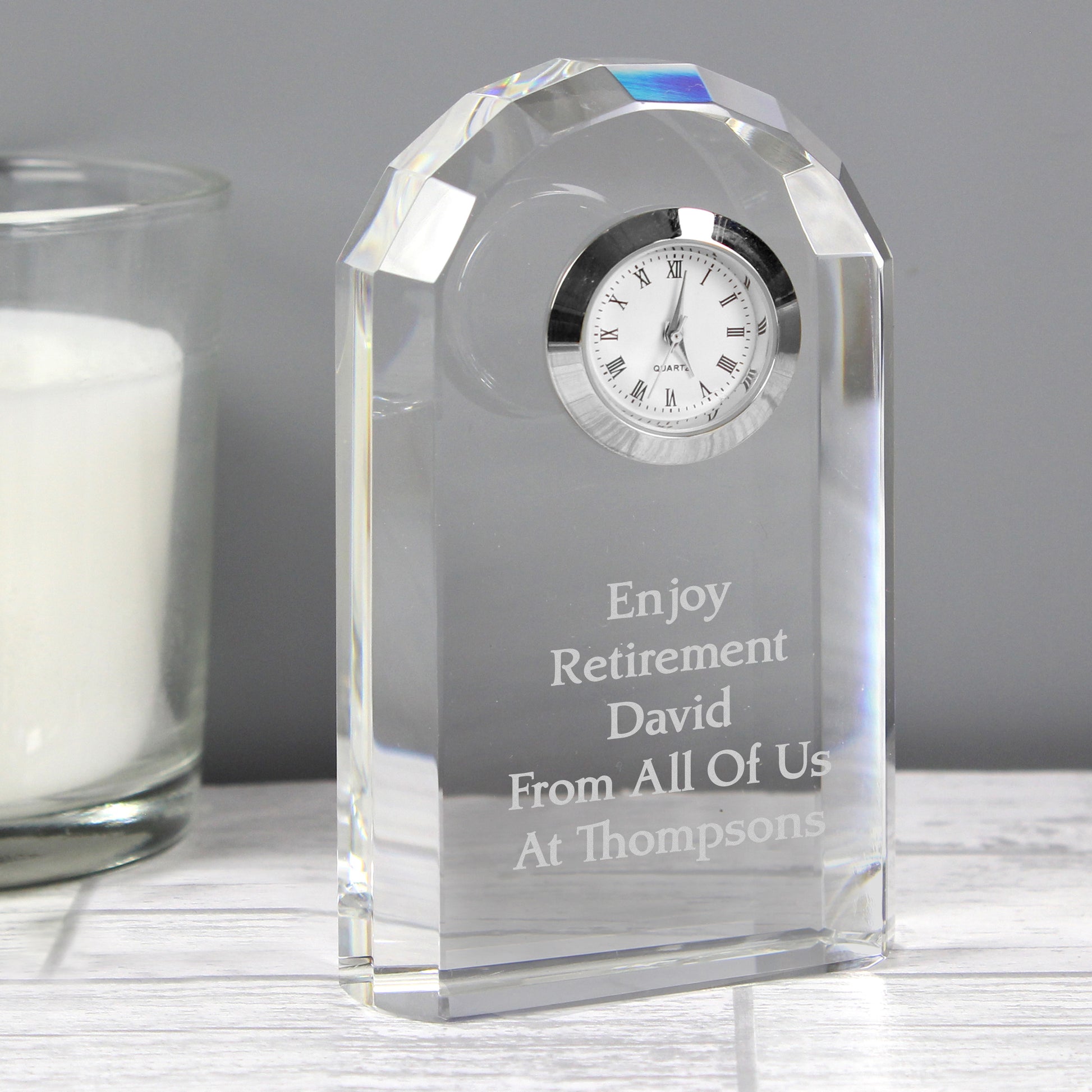 Personalised Crystal Clock - MK&JD Gifts