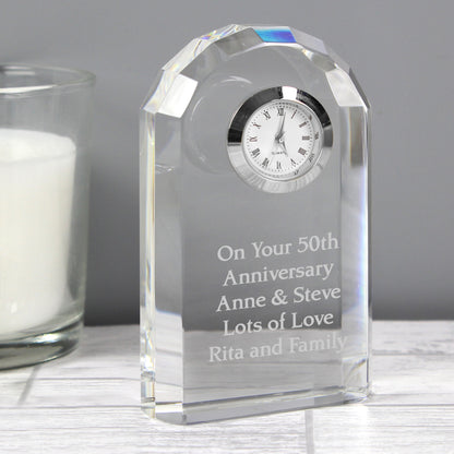Personalised Crystal Clock - MK&JD Gifts