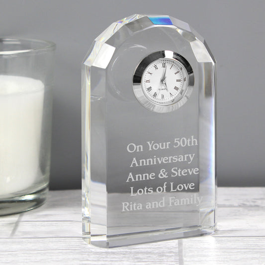 Personalised Crystal Clock - MK&JD Gifts