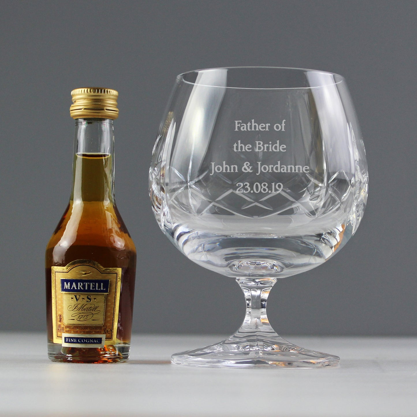 Personalised Cut Crystal & Brandy Gift Set - MK&JD Gifts