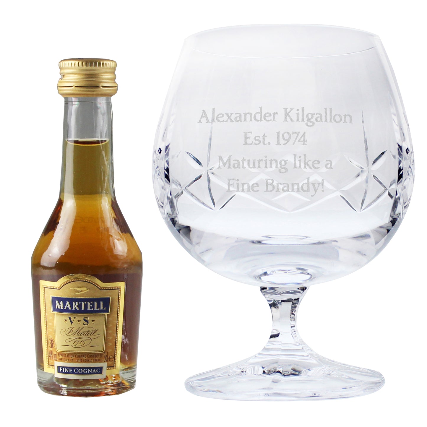 Personalised Cut Crystal & Brandy Gift Set - MK&JD Gifts