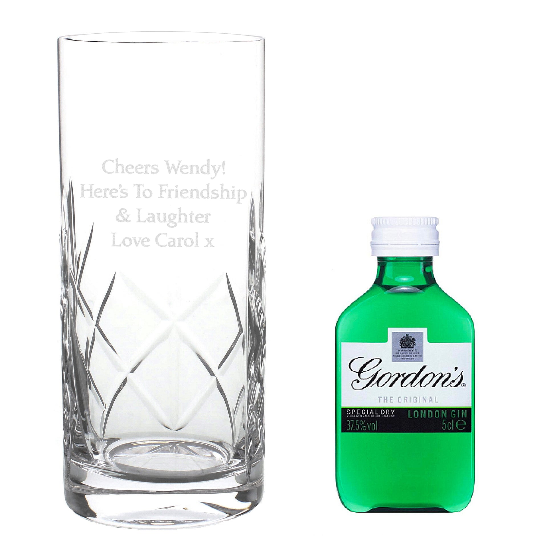Personalised Cut Crystal & Gin Gift Set - MK&JD Gifts
