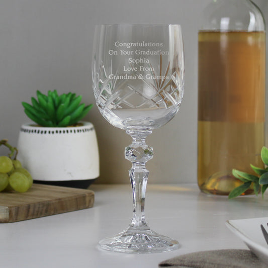 Personalised Cut Crystal Wine Glass - MK&JD Gifts