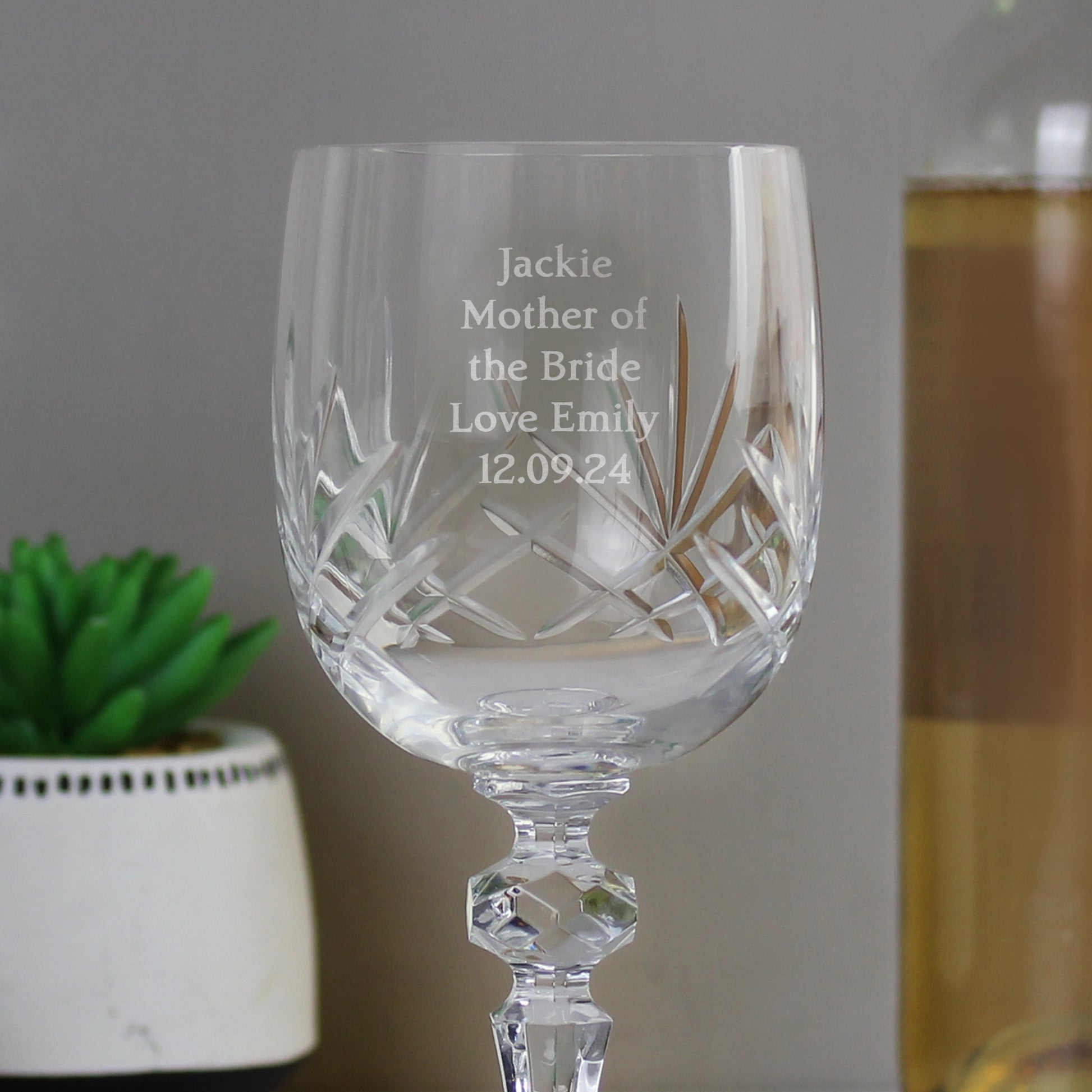 Personalised Cut Crystal Wine Glass - MK&JD Gifts